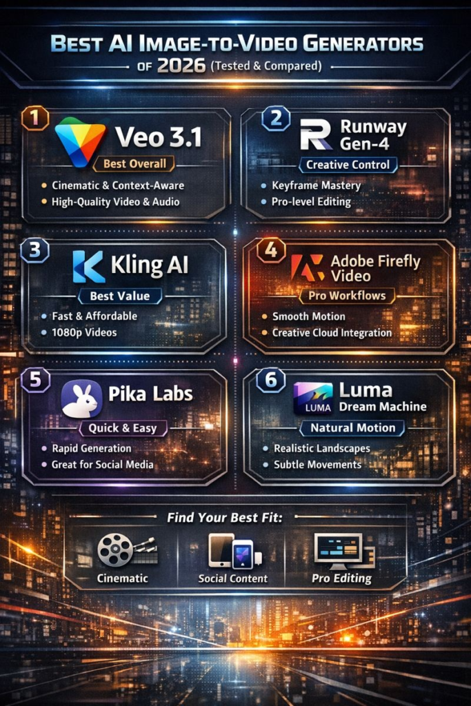 Best AI Image to Video Generator of 2026 (Tested & Compared)